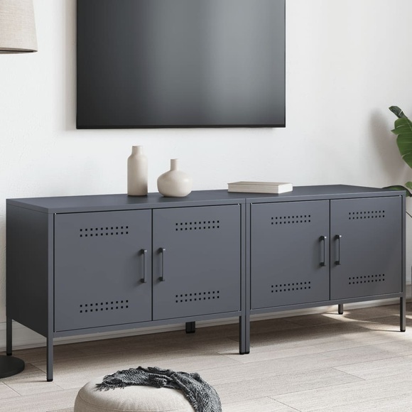 vidaXL TV-Schränke 2 Stk. Anthrazit 68x39x50,5 cm Stahl