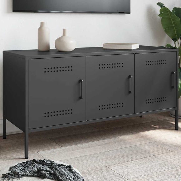 vidaXL TV-Schrank Schwarz 100,5x39x50,5 cm Stahl