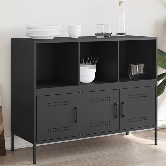 vidaXL Sideboard Schwarz 100,5x39x79 cm Kaltgewalzter Stahl