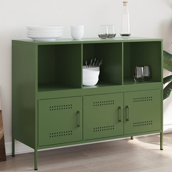 vidaXL Sideboard Olivgrün 100,5x39x79 cm Kaltgewalzter Stahl