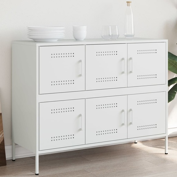 vidaXL Sideboard Weiß 100,5x39x79 cm Kaltgewalzter Stahl