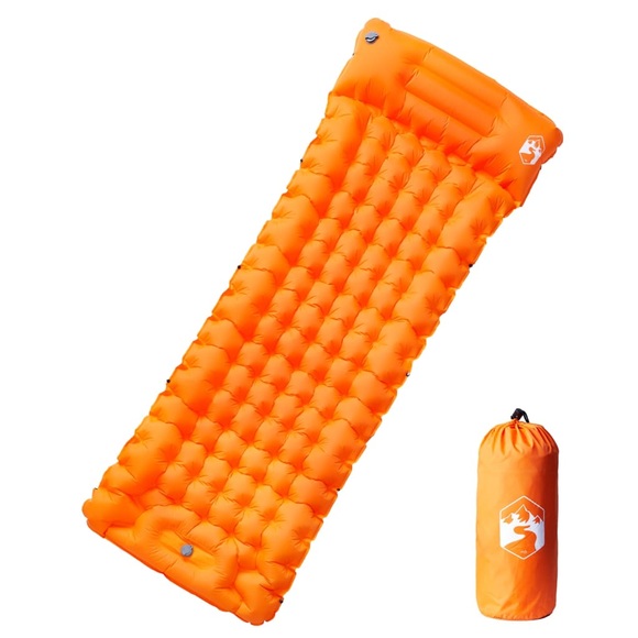 vidaXL Isomatte mit Integriertem Kissen Selbstaufblasend Orange