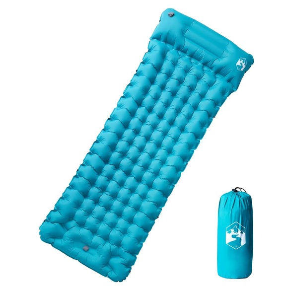 vidaXL Isomatte mit Integriertem Kissen Selbstaufblasend Blau