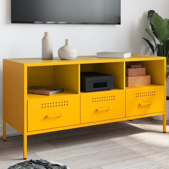 vidaXL TV-Schrank Senfgelb 100,5x39x50,5 cm Kaltgewalzter Stahl