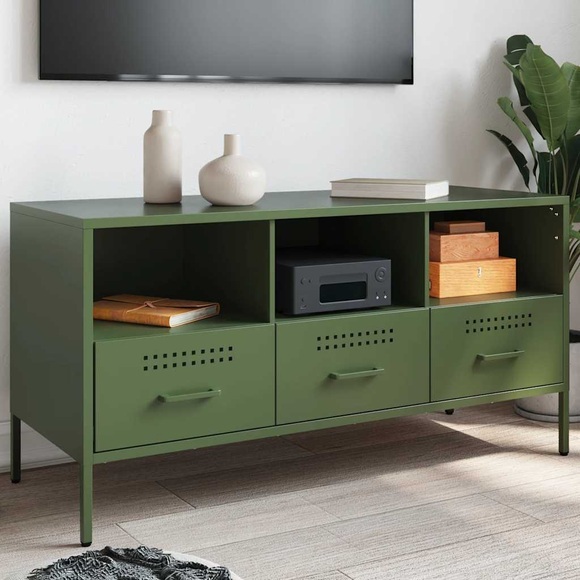 vidaXL TV-Schrank Olivgrün 100,5x39x50,5 cm Kaltgewalzter Stahl
