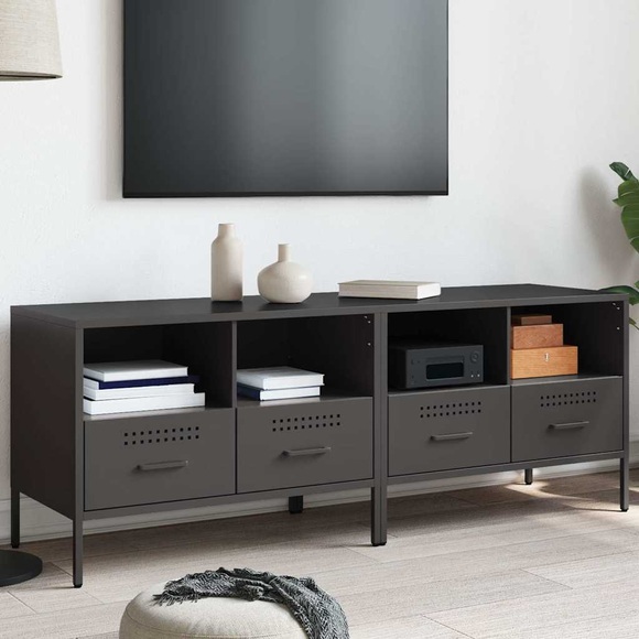 vidaXL TV-Schränke 2 Stk. Schwarz 68x39x50,5 cm Kaltgewalzter Stahl