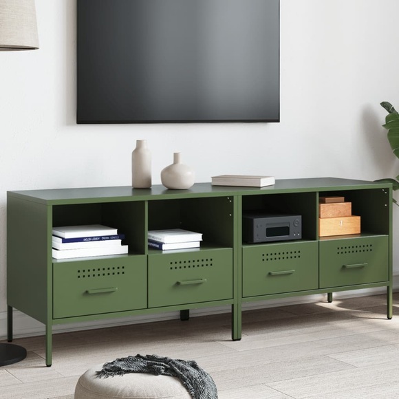 vidaXL TV-Schränke 2 Stk. Olivgrün 68x39x50,5 cm Kaltgewalzter Stahl