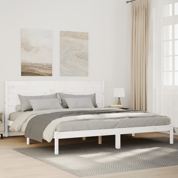 vidaXL Massivholzbett Extra Lang ohne Matratze Weiß 180x210 cm