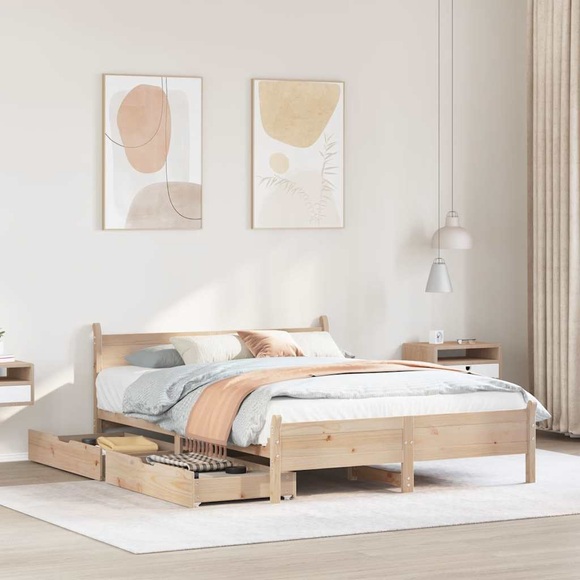 vidaXL Massivholzbett ohne Matratze 135x190 cm Kiefernholz