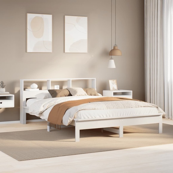 vidaXL Massivholzbett ohne Matratze Weiß 135x190 cm Kiefernholz