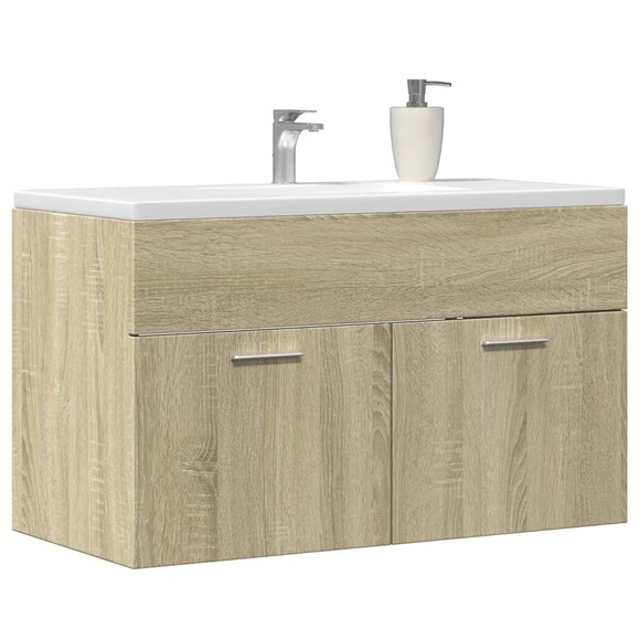 vidaXL Waschbeckenunterschrank Sonoma-Eiche 90x38,5x46 Holzwerkstoff