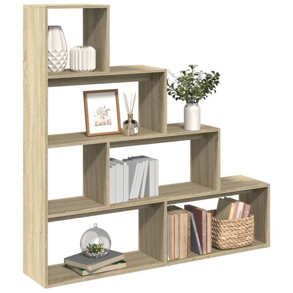 vidaXL Raumteiler-Bücherregal 4 Stufen Sonoma-Eiche 143,5x29x143,5 cm