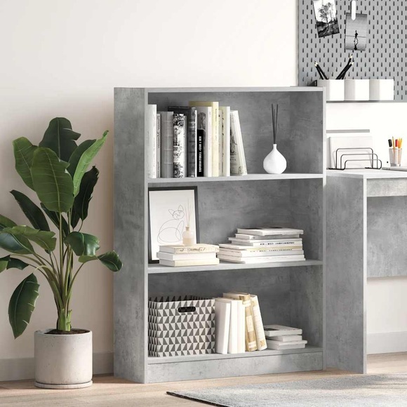 vidaXL Bücherregal Betongrau 80x24x109 cm Holzwerkstoff