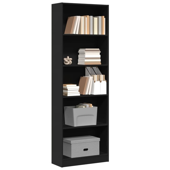 vidaXL Bücherregal Schwarz 60x24x176 cm Holzwerkstoff