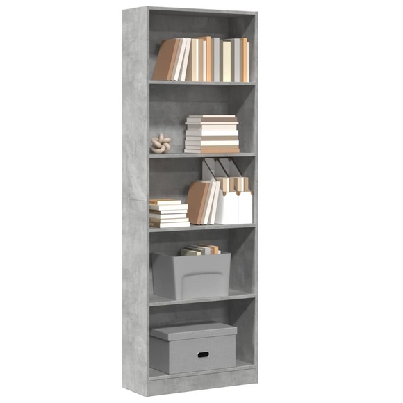 vidaXL Bücherregal Betongrau 60x24x176 cm Holzwerkstoff