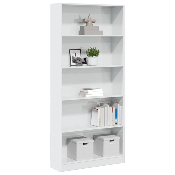 vidaXL Bücherregal Hochglanz-Weiß 80x24x176 cm Holzwerkstoff