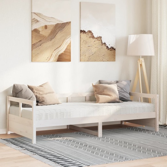 vidaXL Tagesbett mit Matratze Weiß 90x200 cm Massivholz Kiefer