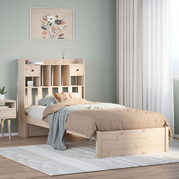vidaXL Massivholzbett mit Regal ohne Matratze 90x190 cm Kiefer