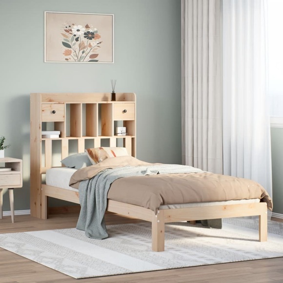 vidaXL Massivholzbett mit Regal ohne Matratze 100x200 cm Kiefer