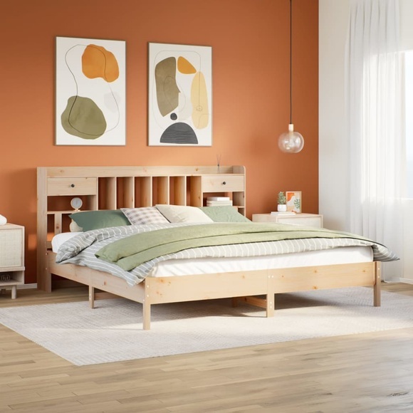 vidaXL Massivholzbett mit Regal ohne Matratze 180x200 cm Kiefer