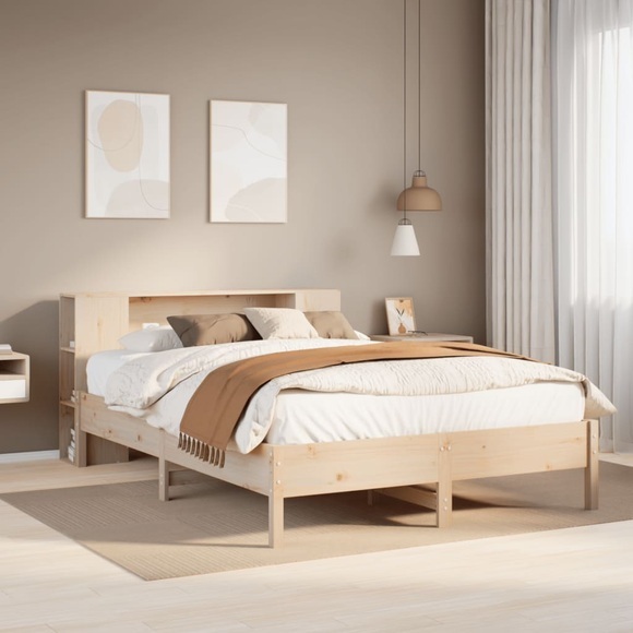 vidaXL Massivholzbett mit Regal ohne Matratze 150x200 cm Kiefer