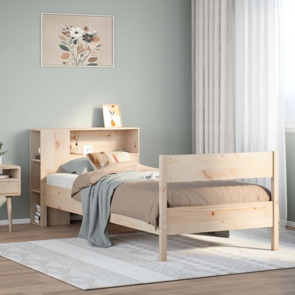 vidaXL Massivholzbett mit Regal ohne Matratze 100x200 cm Kiefer