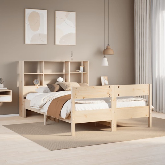 vidaXL Massivholzbett mit Regal ohne Matratze 150x200 cm Kiefer
