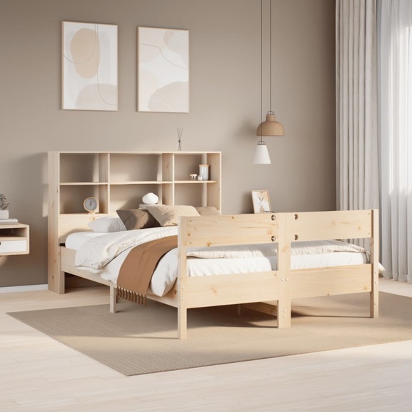 vidaXL Massivholzbett mit Regal ohne Matratze 140x200 cm Kiefer