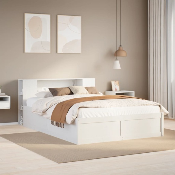 vidaXL Massivholzbett ohne Matratze Weiß 160x200 Kiefernholz