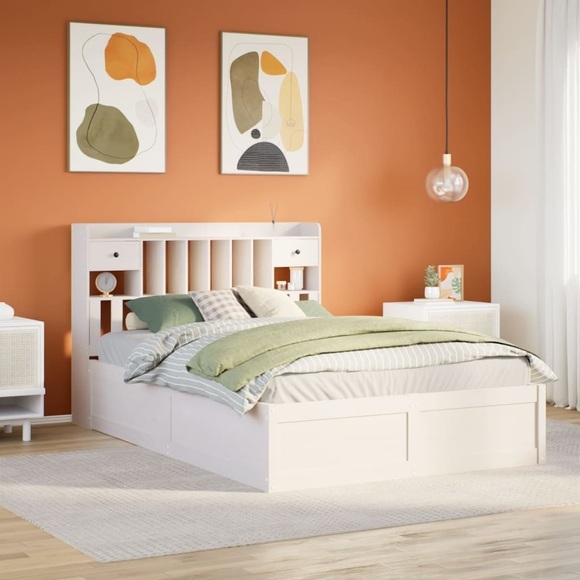 vidaXL Massivholzbett ohne Matratze Weiß 160x200 Kiefernholz