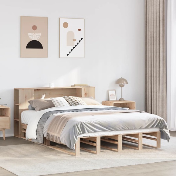 vidaXL Massivholzbett mit Regal ohne Matratze 140x190 cm Massivholz
