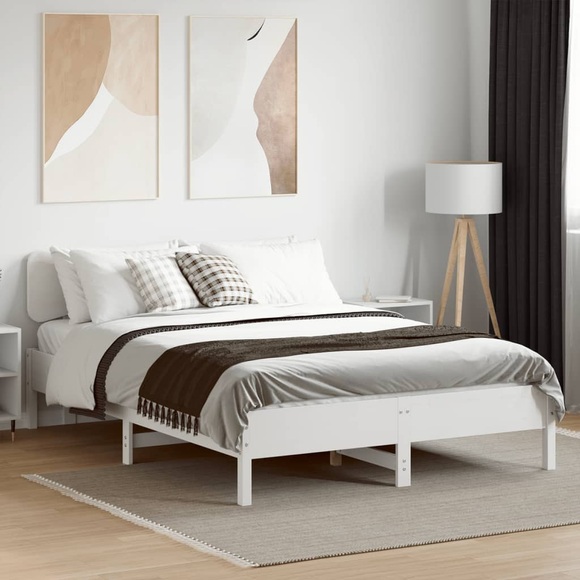 vidaXL Massivholzbett ohne Matratze Weiß 150x200 cm Kiefernholz