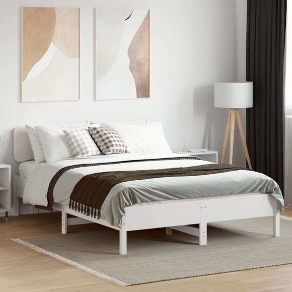 vidaXL Massivholzbett ohne Matratze Weiß 140x200 cm Kiefernholz