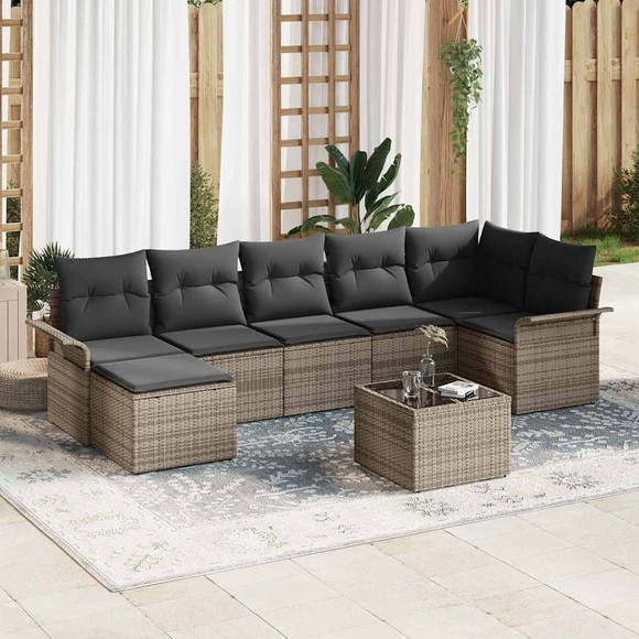 VidaXL - Gartensofa-set poly-rattan, One Size, Grau