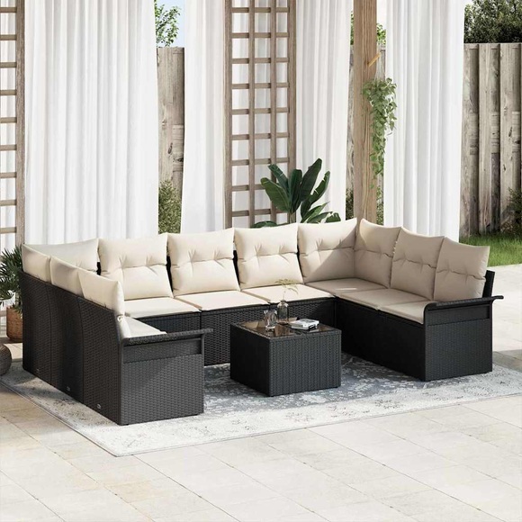 VidaXL - Gartensofa-set poly-rattan, One Size, Schwarz