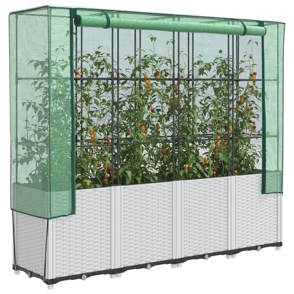 vidaXL Hochbeet mit Gewächshaus-Aufsatz Rattan-Optik 160x40x153 cm
