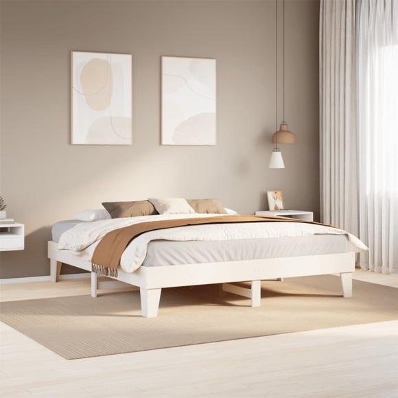 vidaXL Massivholzbett ohne Matratze Weiß 180x200 cm Kiefernholz