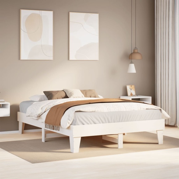 vidaXL Massivholzbett ohne Matratze Weiß 160x200 Kiefernholz