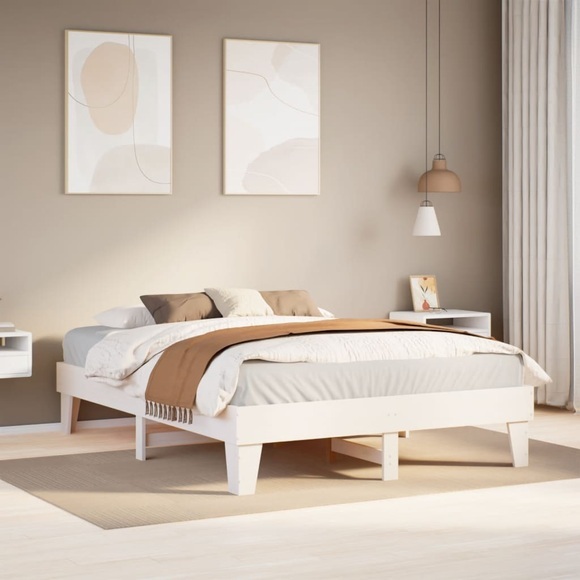 vidaXL Massivholzbett ohne Matratze Weiß 150x200 cm Kiefernholz