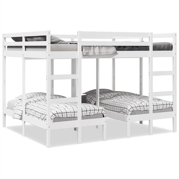 vidaXL Dreifach-Etagenbett Weiß 140x200/70x140 cm Massivholz Kiefer