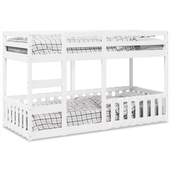 vidaXL Etagenbett Weiß 80x200 cm Massivholz Kiefer