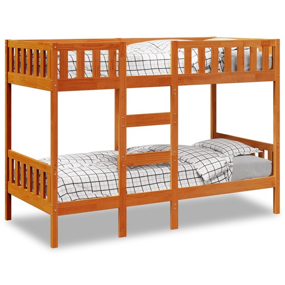 vidaXL Etagenbett Wachsbraun 90x190 cm Massivholz Kiefer