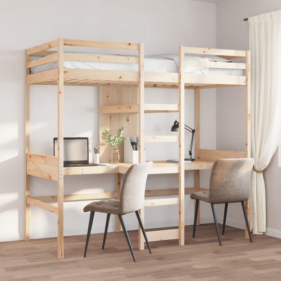 vidaXL Hochbett ohne Matratze 90x190 cm Massivholz Kiefer