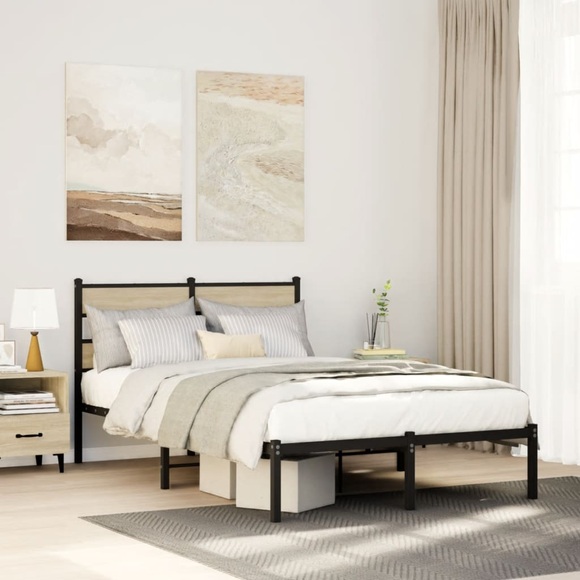 vidaXL Metallbett ohne Matratze Sonoma-Eiche 120x190 cm