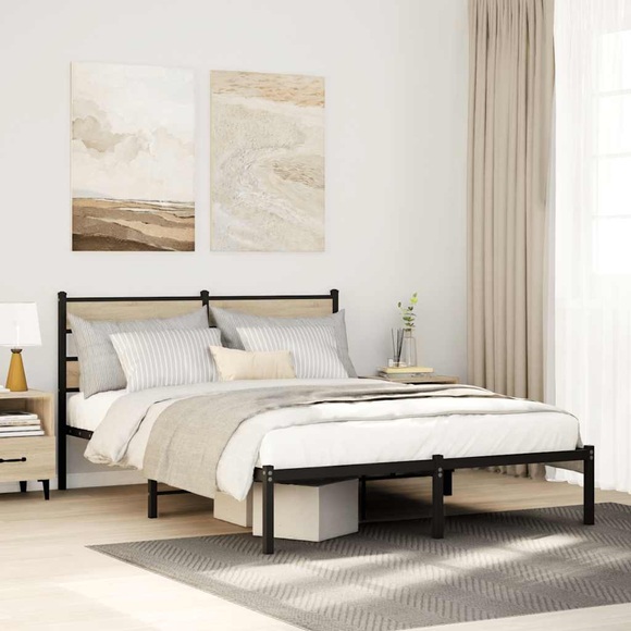 vidaXL Metallbett ohne Matratze Sonoma-Eiche 140x190 cm