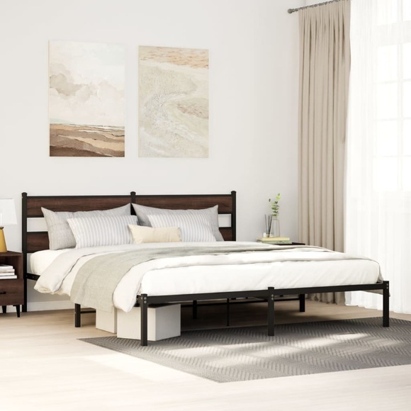 vidaXL Bettgestell ohne Matratze mit Kopfteil Braun Eiche 183x213 cm