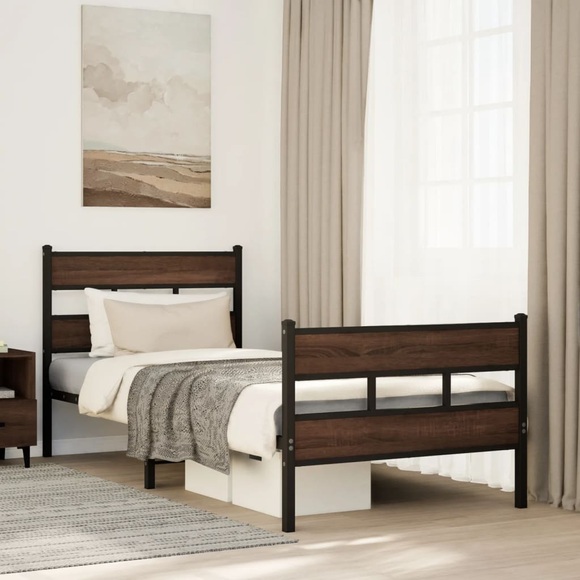 vidaXL Bettgestell ohne Matratze mit Kopf- und Fußteil 100x200 cm