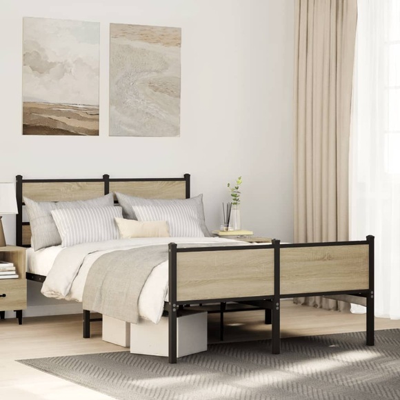 vidaXL Bettgestell ohne Matratze Sonoma-Eiche 120x200 cm Holzwerkstoff