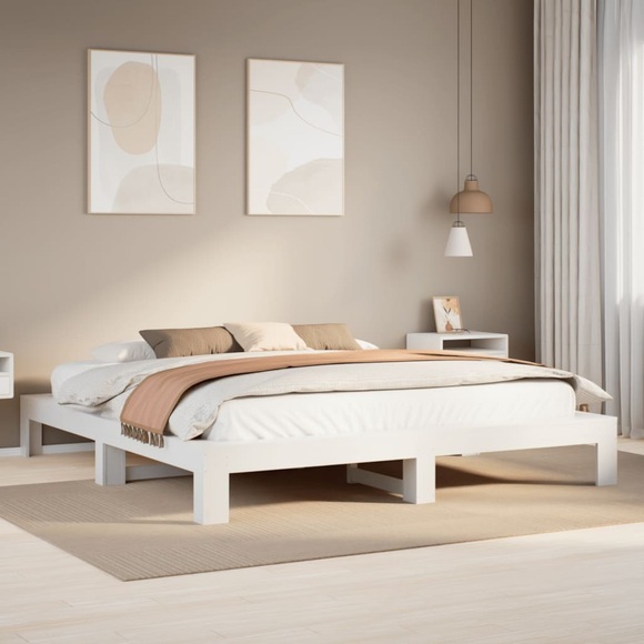 vidaXL Massivholzbett ohne Matratze Weiß 200x200 cm Kiefernholz
