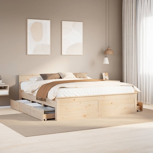 vidaXL Massivholzbett ohne Matratze mit Kopfteil 180x200 cm